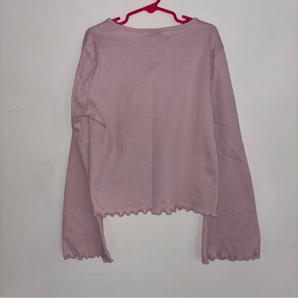 Old Navy Girls XL 14-16 Pink Ribbed Tie Front Top Y2K